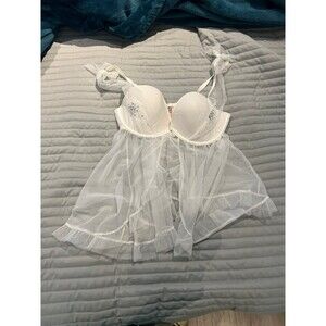 Victorias secret white bridal lingerie babydoll size 36D